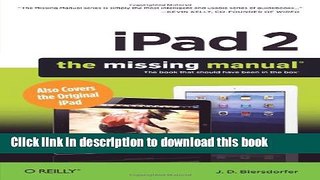 [New] EBook iPad 2: The Missing Manual (Missing Manuals) Free Books