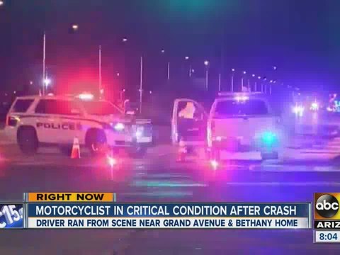 Police searching for hit and run driver who hit motorcyclist near Grand Ave and Bethany Home Rd