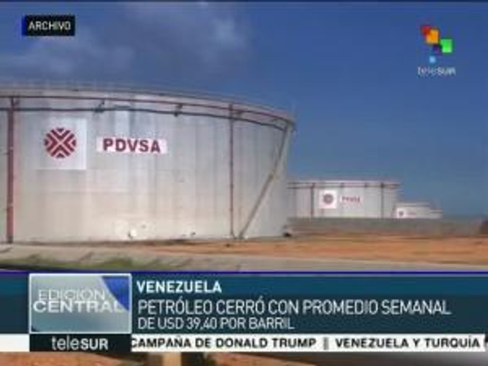 Petróleo venezolano cierra con promedio semanal de 39.4 dólares