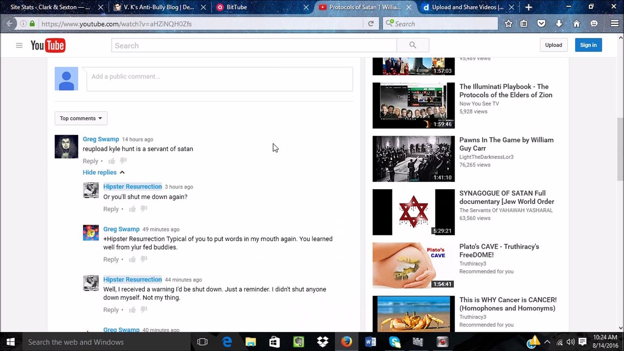 Tidal Threatened and Serially Harassed Off YouTube by Greg Swamp