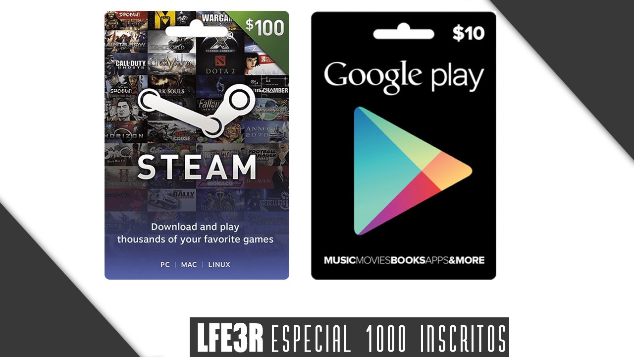 SORTEIO | GANHE UM GIFT CARD STEAM e GOOGLE PLAY para JOGOS e APLICATICOS