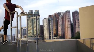 Insane building climb and handstand in Hong Kong