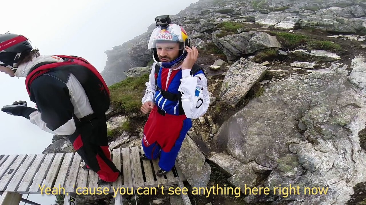 Cloudy Sky Base Jump in Norway