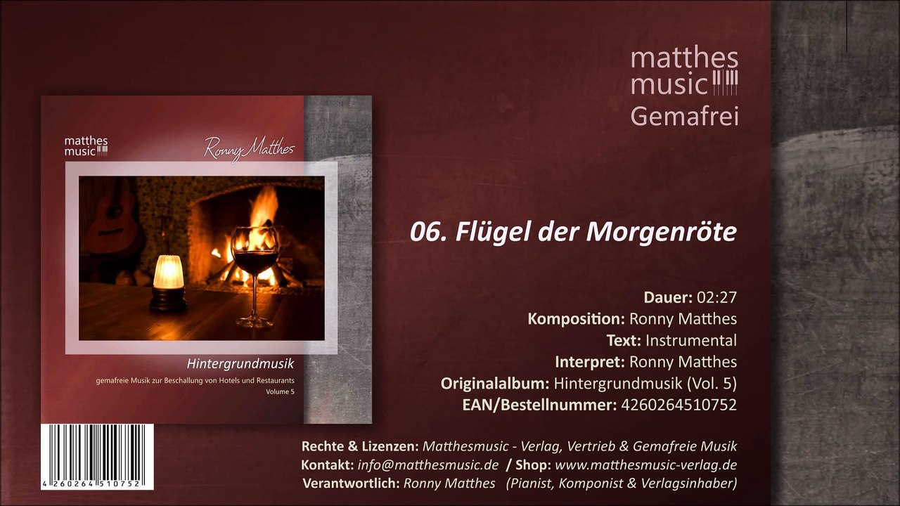 Flügel der Morgenröte - Gemafrei (Christliche Klaviermusik) (06/11) - CD: Hintergrundmusik (Vol. 5)