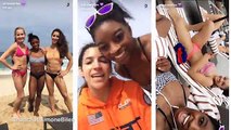 Simone Biles and US gymnasts having fun on the beach in Rio