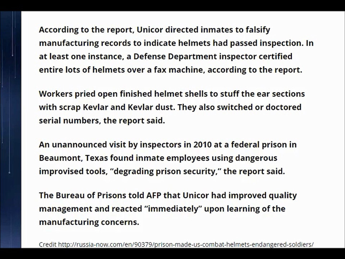 ⁣Prison-made US combat helmets endangered soldiers
