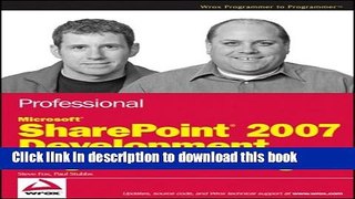 [New] EBook Professional Microsoft SharePoint 2007 Development Using Microsoft Silverlight 2 Free