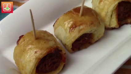 Feuilletés aux Merguez - Merguez Sausage Puff Pastry Bites - مورقات بالنقانق مرقاز