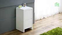 White High Gloss Slim 2 Drawer Bedside Table