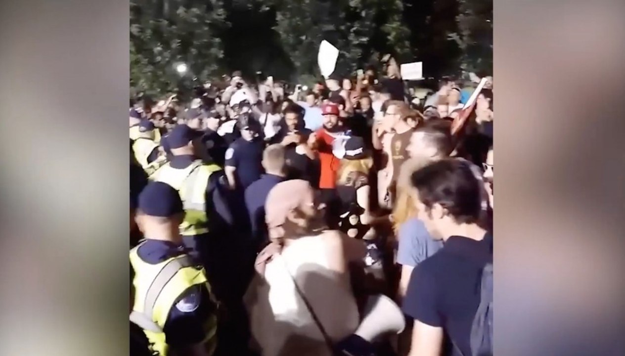 Protesters clash with Trump supporters outside Richmond, Va. campaign rally