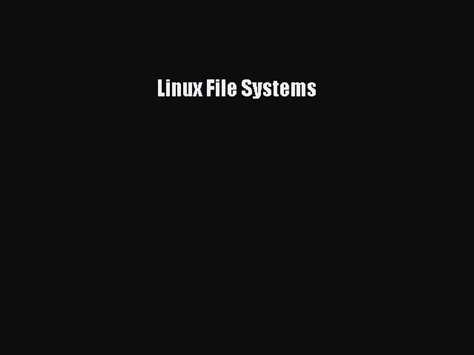 Read Linux File Systems PDF Free