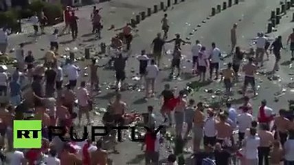England football fans clashed with the French Police in Marseille