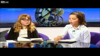 British Political Commentator gets owned by Two 10 year old Girls...