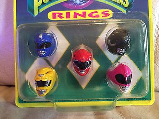 Mighty Morphin Power Rangers YELLOW PINK BLACK Rings