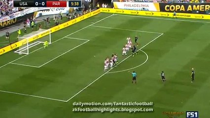 Fabian Johnson Free-Kick Chance - USA vs Paraguay Copa America Centenario 2016