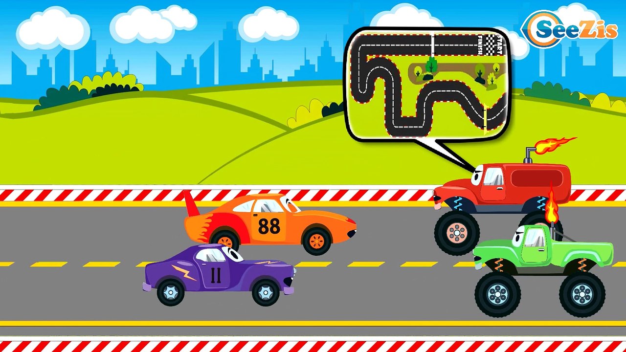 Cars Cartoon for kids. Monster Truck with Racing Cars. Racing on the Track. Season 1. Series 11