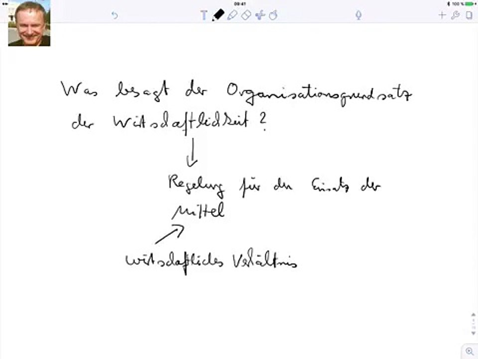 Was besagt der Organisationsgrundsatz der Wirtschaftlichkeit?