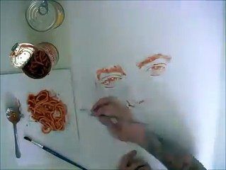 Un portrait avec que la sauce tomate et des spaghetti !