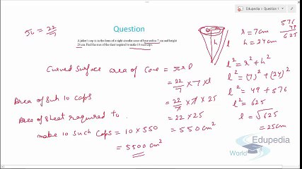 Surface Area of Cone- Right Circular Cone  Related Question (Part 3)