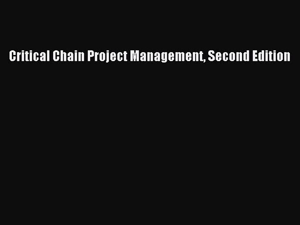 PDF Critical Chain Project Management Second Edition [PDF] Full Ebook