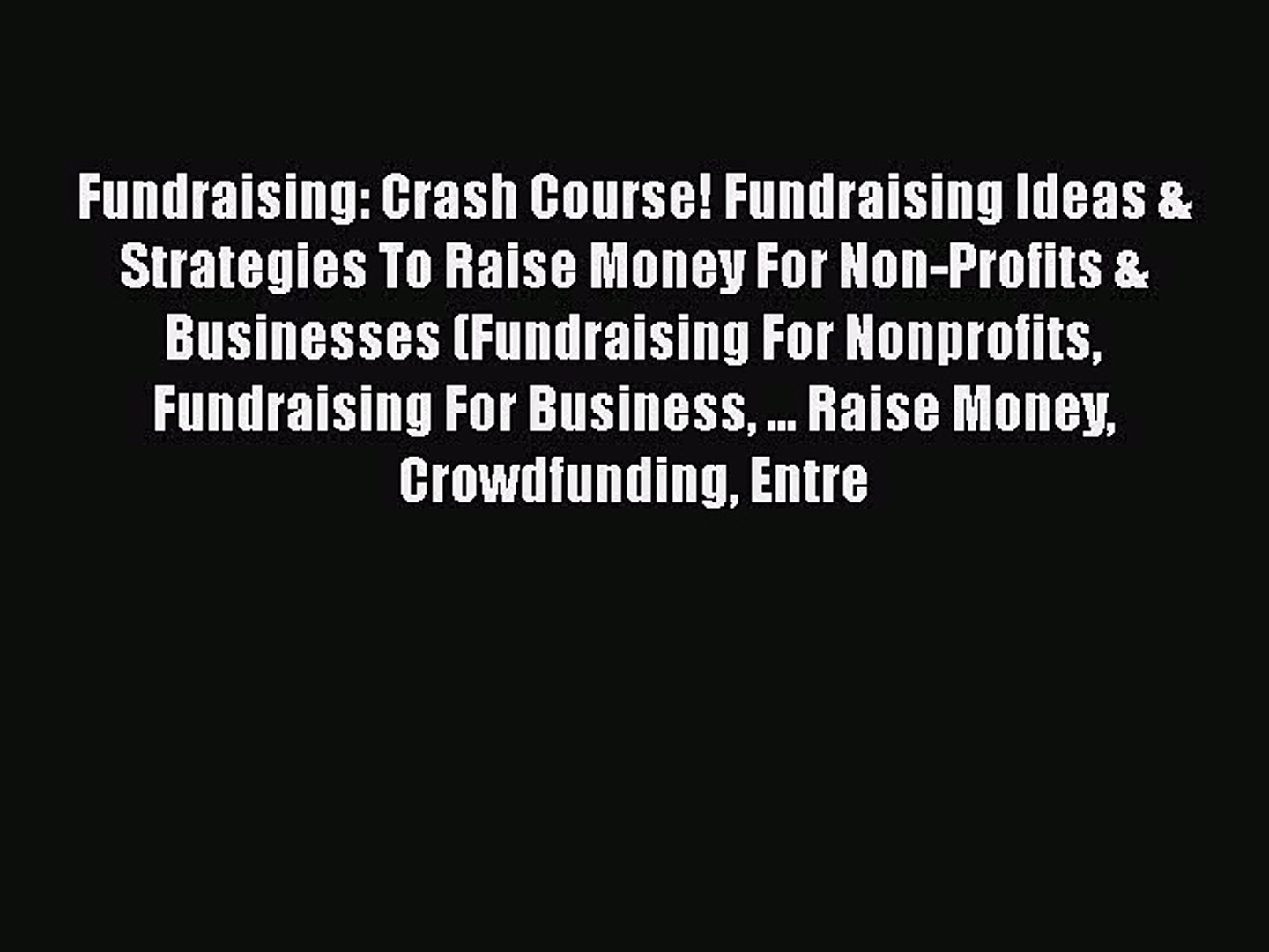 ⁣[PDF] Fundraising: Crash Course! Fundraising Ideas & Strategies To Raise Money For Non-Profits