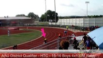 AAU District Qualifier HTC 4x100M Relay 15 16 Boys (Slow Motion xchanges)