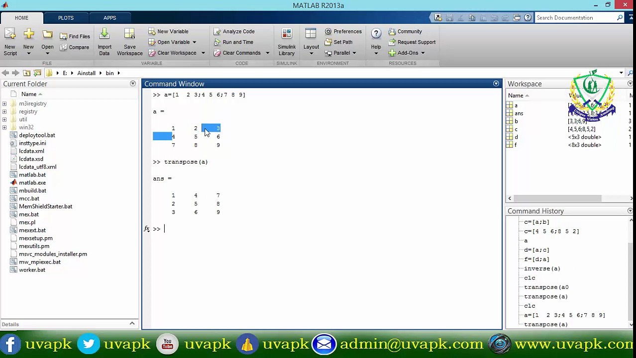 Lecture 21 how to find tranpose of matrix in matlab in hindi urdu