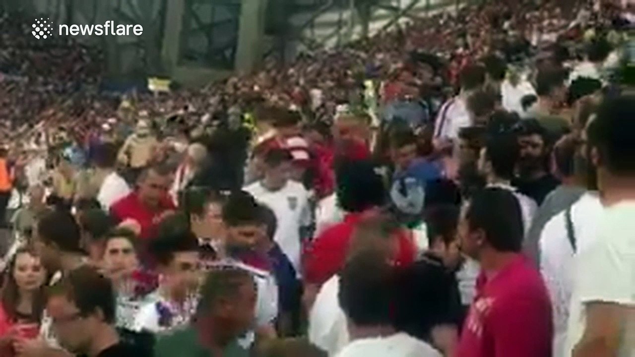 Clashes between Russian and English fans during Euro 2016 match
