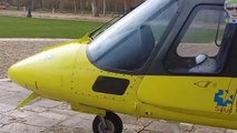 Helicóptero Sanitario del Summa 112 Emergencias, visión 360º, posado en el Palacio de Aranjuez