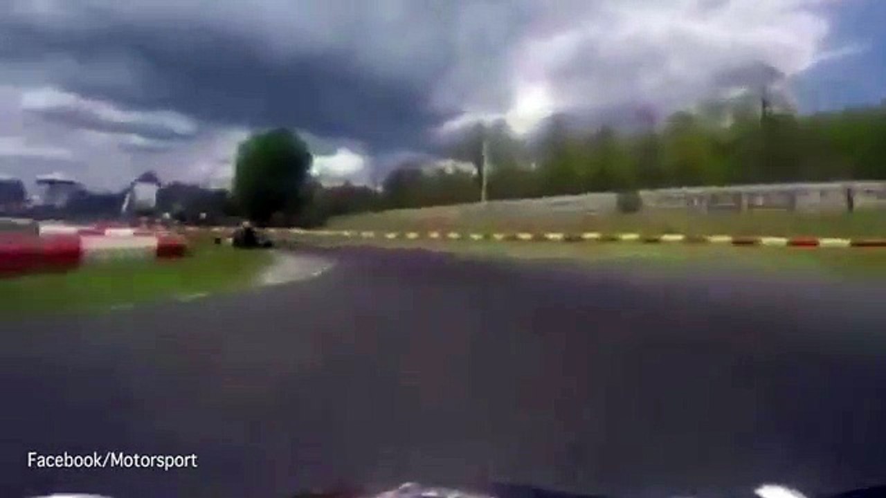 Amazing video shows go-kart driver overtake then land over competitor