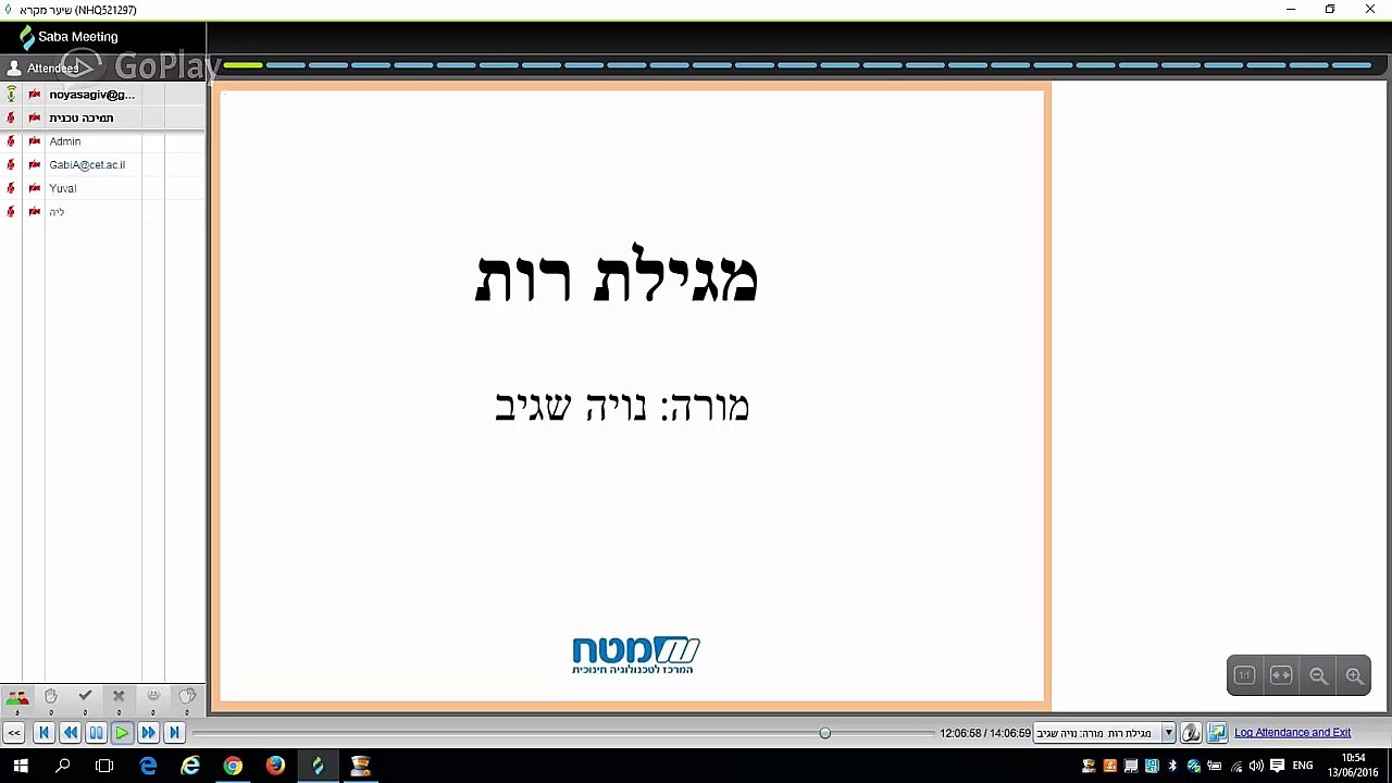 מקרא - יסודי - מגילת רות פרק א'