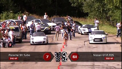 Porsche 911 Turbo S PDK Stage 1 vs Nissan GT-R 2012 Full Stock