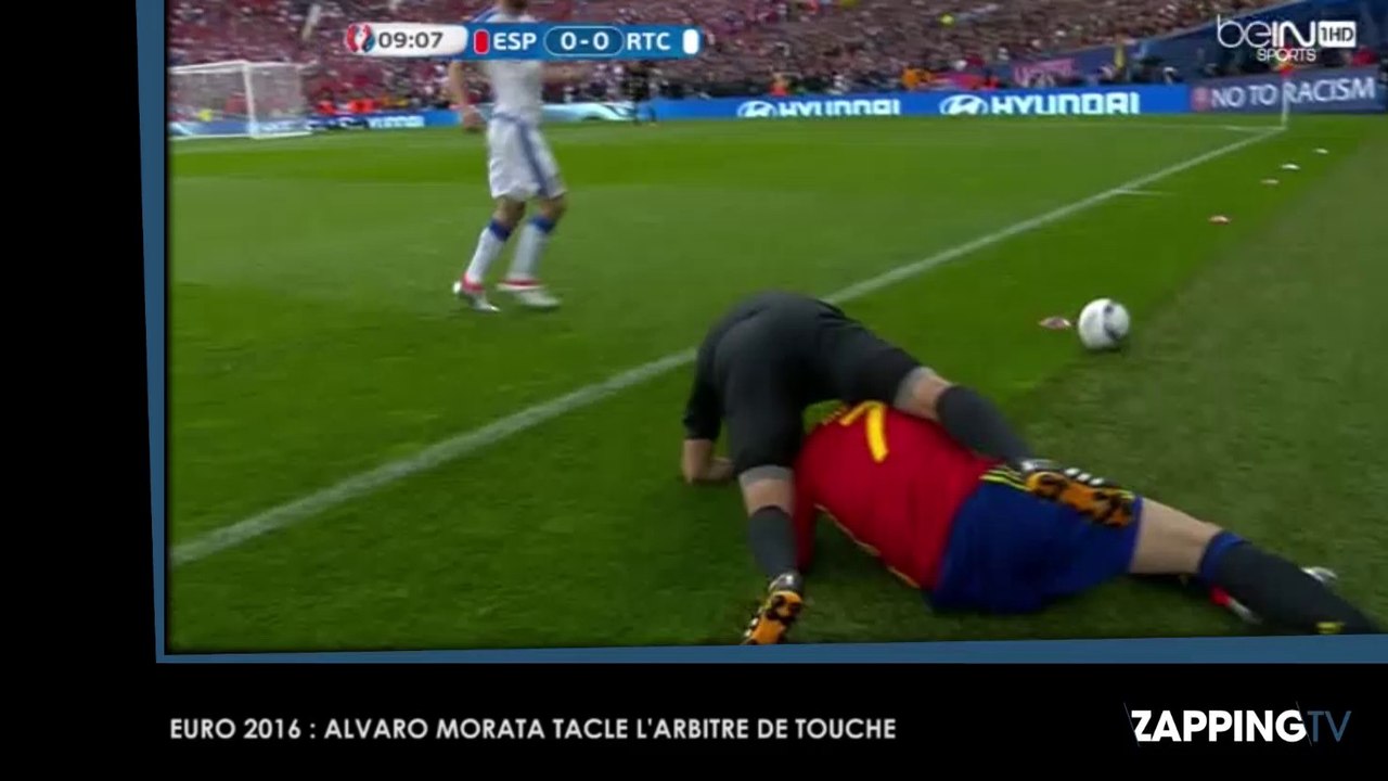 Euro 2016 : Espagne- République Tchèque, Alvaro Morata tacle violemment un arbitre de touche (Vidéo)
