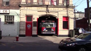 Hoboken Fire Department  Rescue 1 and Engine 3 responding 4-29-15