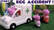 EGG ACCIDENTS! --- Peppa Pig and Thomas the Tank Engine come to the rescue to help 5 injured kinder surprise eggs, and take them to hospital in an ambulance! Featuring Minions, Tsum Tsums, Frozen, Palace Pets, Elsa and many more fun family toys!