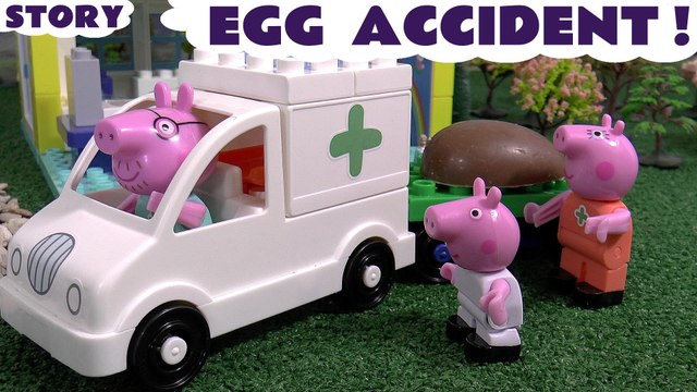 EGG ACCIDENTS! - Peppa Pig and Thomas the Tank Engine come to the rescue to help 5 injured kinder surprise eggs, and take them to hospital in an ambulance! Featuring Minions, Tsum Tsums, Frozen, Palace Pets, Elsa and many more fun family toys!