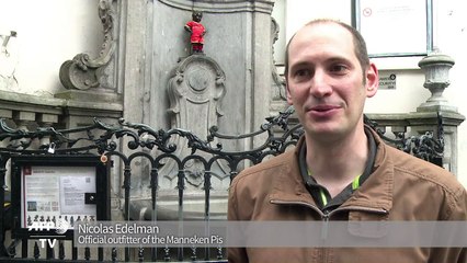 Manneken Pis sports Red Devil uniform before Belgium's Euro tie