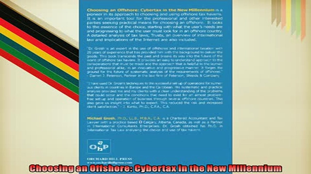 READ book  Choosing an Offshore Cybertax in the New Millennium  FREE BOOOK ONLINE