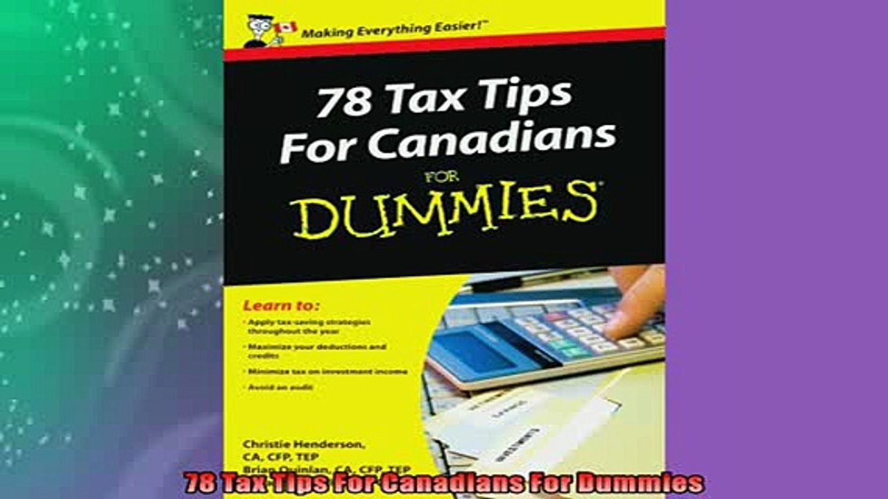 READ book  78 Tax Tips For Canadians For Dummies  FREE BOOOK ONLINE