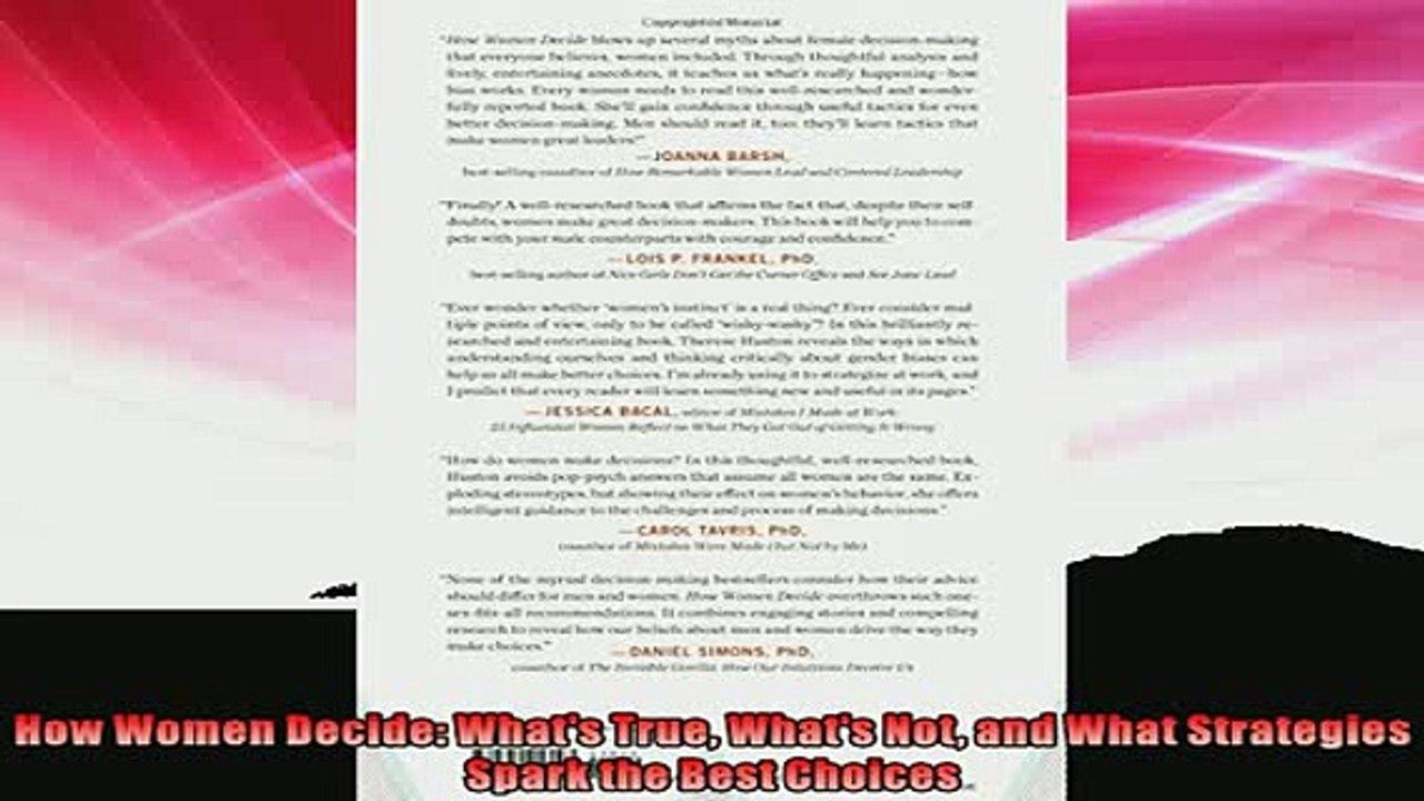 READ book  How Women Decide Whats True Whats Not and What Strategies Spark the Best Choices  FREE BOOOK ONLINE