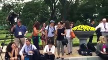 operational reporters in ceremony welcoming President Obama in Vietnam