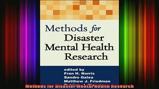 DOWNLOAD FREE Ebooks  Methods for Disaster Mental Health Research Full EBook