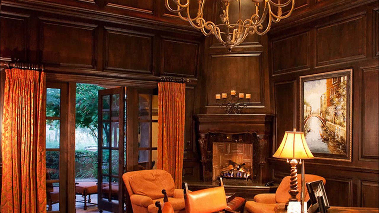 Living Room Chairs Cottage Fireplace House Interior Lights