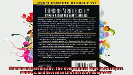 FREE DOWNLOAD  Thinking Strategically The Competitive Edge in Business Politics and Everyday Life  BOOK ONLINE