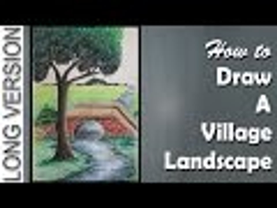 How to Draw a Village landscape with Oil Pastel...