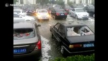 Tennis-ball sized hailstones smash up cars in northern China