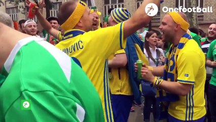 Supporters Suédois et Irlandais dans les rues de Paris chantent du ABBA - Euro 2016