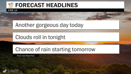 Another gorgeous day, but rain rolls in later this week