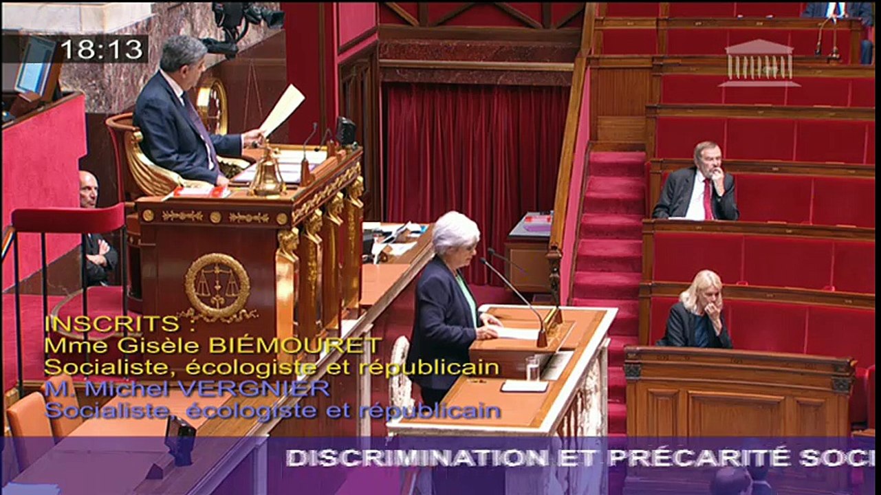 Gisèle Biémouret : intervention sur la lutte contre la discrimination à raison de la précarité sociale.