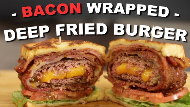Bacon Wrapped Deep Fried Burger Recipe | HellthyJunkFood